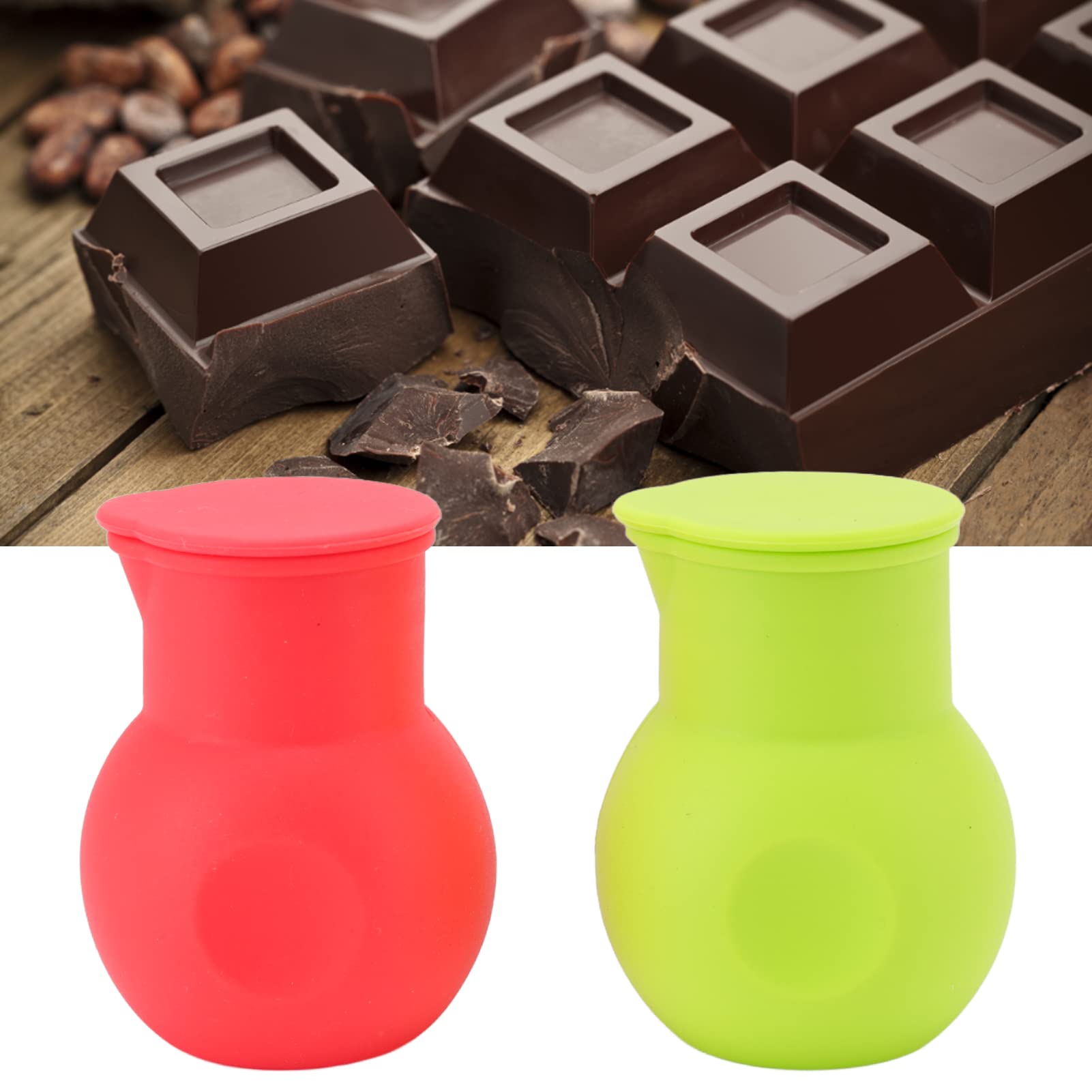 Restokki Silicone Chocolate Melting Pot Fast Heating, Ideal Baking Tool for DIY Popcorn and Pancake Microwave Red Green