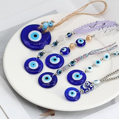 Miniatura 4 de KESYOO Llavero de ojo turco para colgar en el automóvil, adornos para colgar en el auto, color azul turco, dije de ojo malvado, llavero, adorno