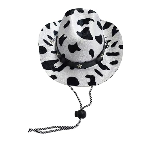 Sombrero de vaquero de tela para mascotas pequeñas, para Halloween, cumpleaños, bichones, cinturón ajustable