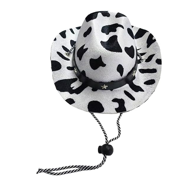 Sombrero de vaquero de tela para mascotas pequeñas, para Halloween, cumpleaños, bichones, cinturón ajustable
