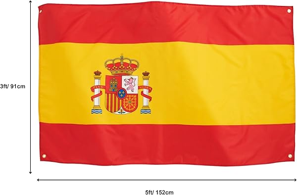 Runesol Bandera España 3x5, 91x152cm, Premium Banderas De Espana, 4 Ojales, Ojal De Latón En Cada Esquina, Banderas La Roja, Interior, Exterior, Día de San José - 2