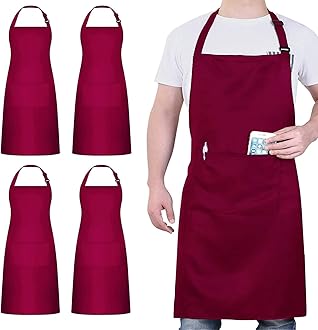 Sponsored Ad – 4 Pack Chef Aprons, Black Apron with 2 Pockets, Waterproof Adjustable Apron for Men, Women, Professional Kitchen Apron for Kitchen, Gardening, Restaurant, Barbecue, Coffee