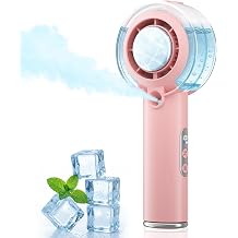 HandFan 5000mAh Portable Turbo Misting Fan, High Speed Handheld Ice Cooling Fan, Spray Water Mist Fans, Mini Hand Fans Rechargeable, 100 levels Adjustable, for Summer Travel Concerts DisneyPink