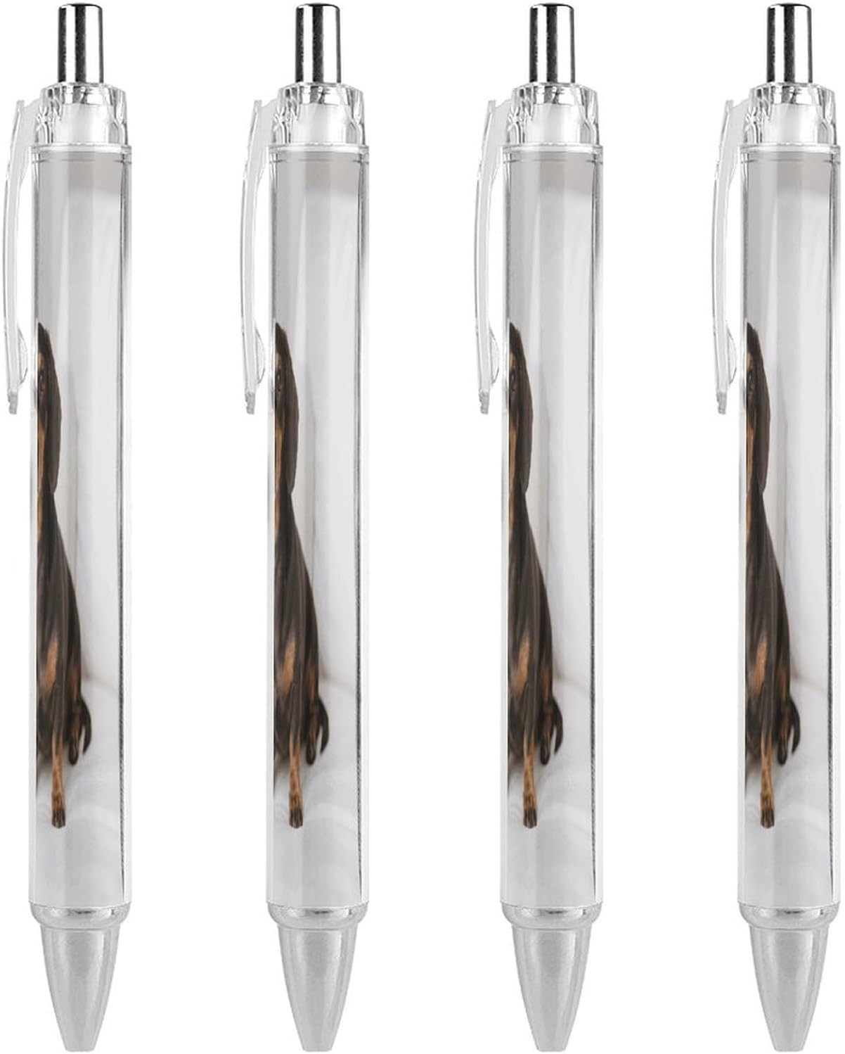 Dachshund Retractable Ballpoint Pen, 0.5mm Fine Point 4 PCS