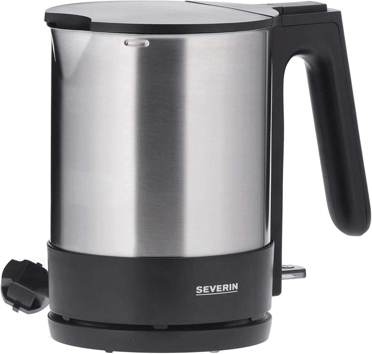 SEVERIN Wasserkocher, kompakt und leistungsstark, 2.200 W, Kunststoff, Edelstahl-gebürstet-schwarz, 1,7 L, WK 3409