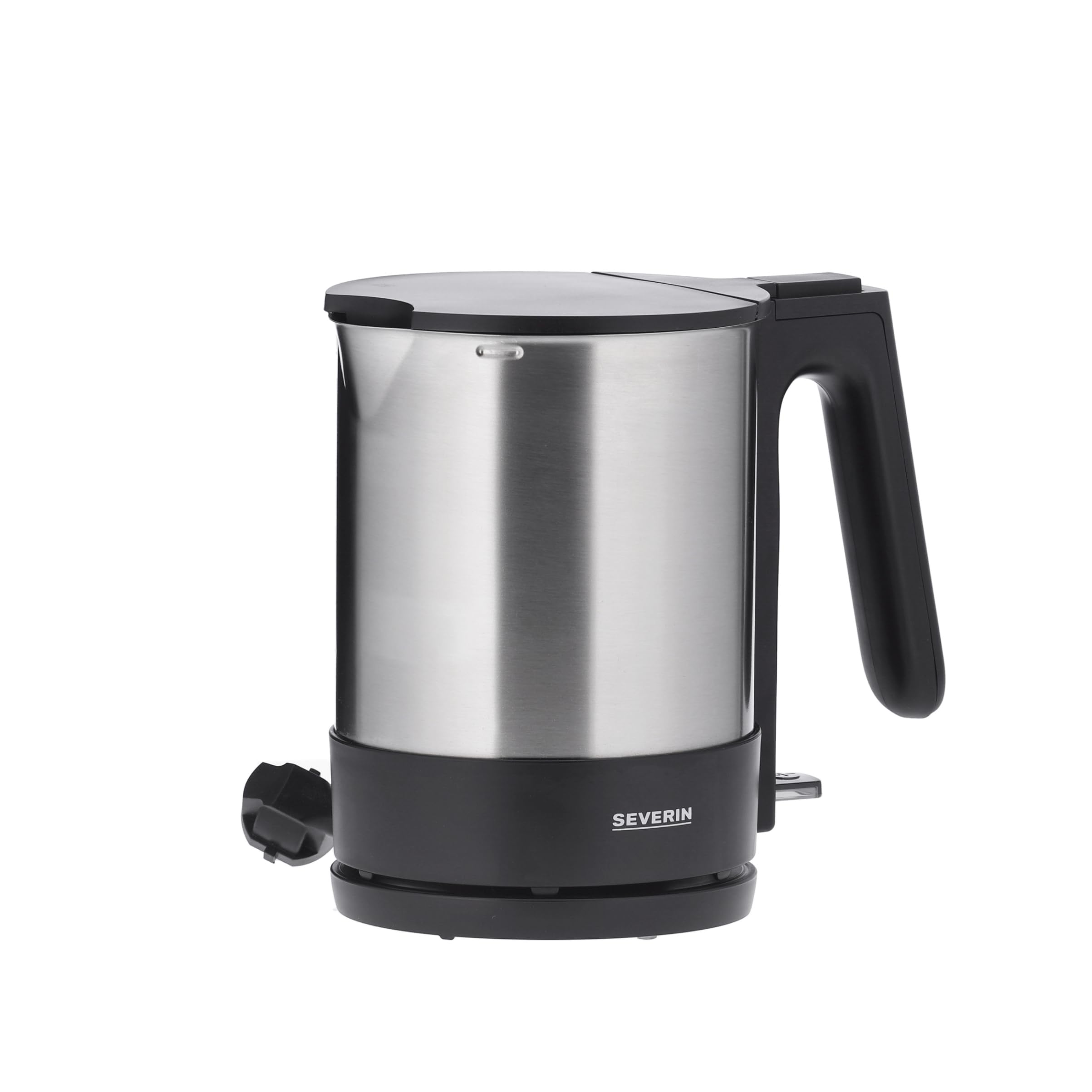 SEVERIN Wasserkocher, kompakt und leistungsstark, 2.200 W, Kunststoff, Edelstahl-gebürstet-schwarz, 1,7 L, WK 3409