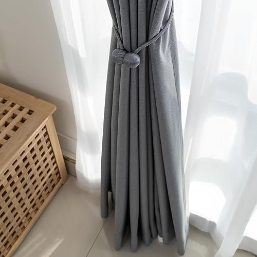 Miniatura 3 de Cortina para ventana, 4 piezas de alzapaños magnéticos, clips de amarre para el hogar, oficina, cortinas decorativas (azul)