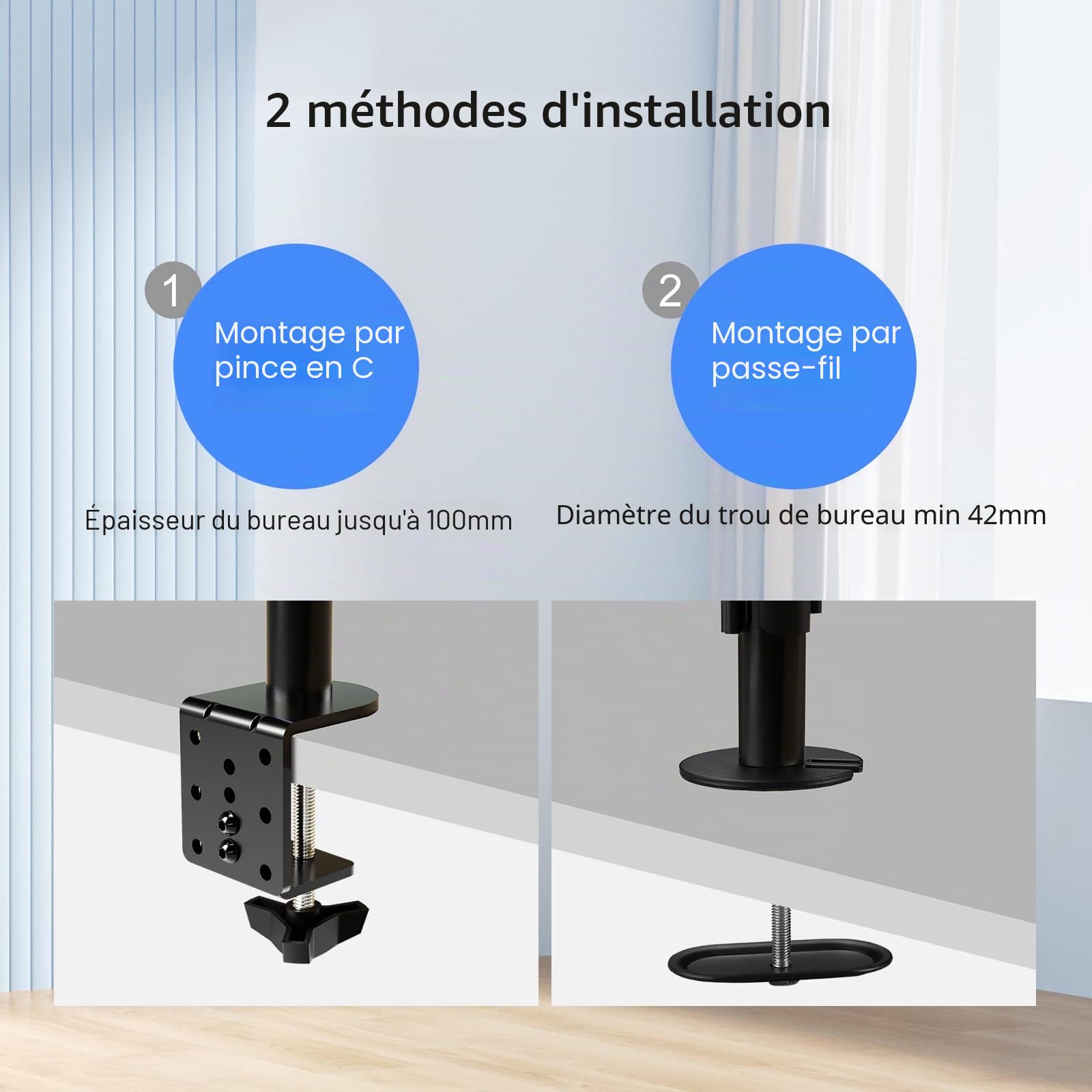 suptek Support Ecran PC pour Écran LCD/LED 13-32 Pouces, Bras pour Moniteurs d'ordinateur avec Poteau de 80 cm, Hauteur Réglable Inclinaison et Pivotant Rotation VESA 75/100 mm jusqu'à 10kg (MD6821)