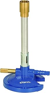 Eisco Labs Premium Bunsen Burner with Flame Stabilizer and Gas Adjustment