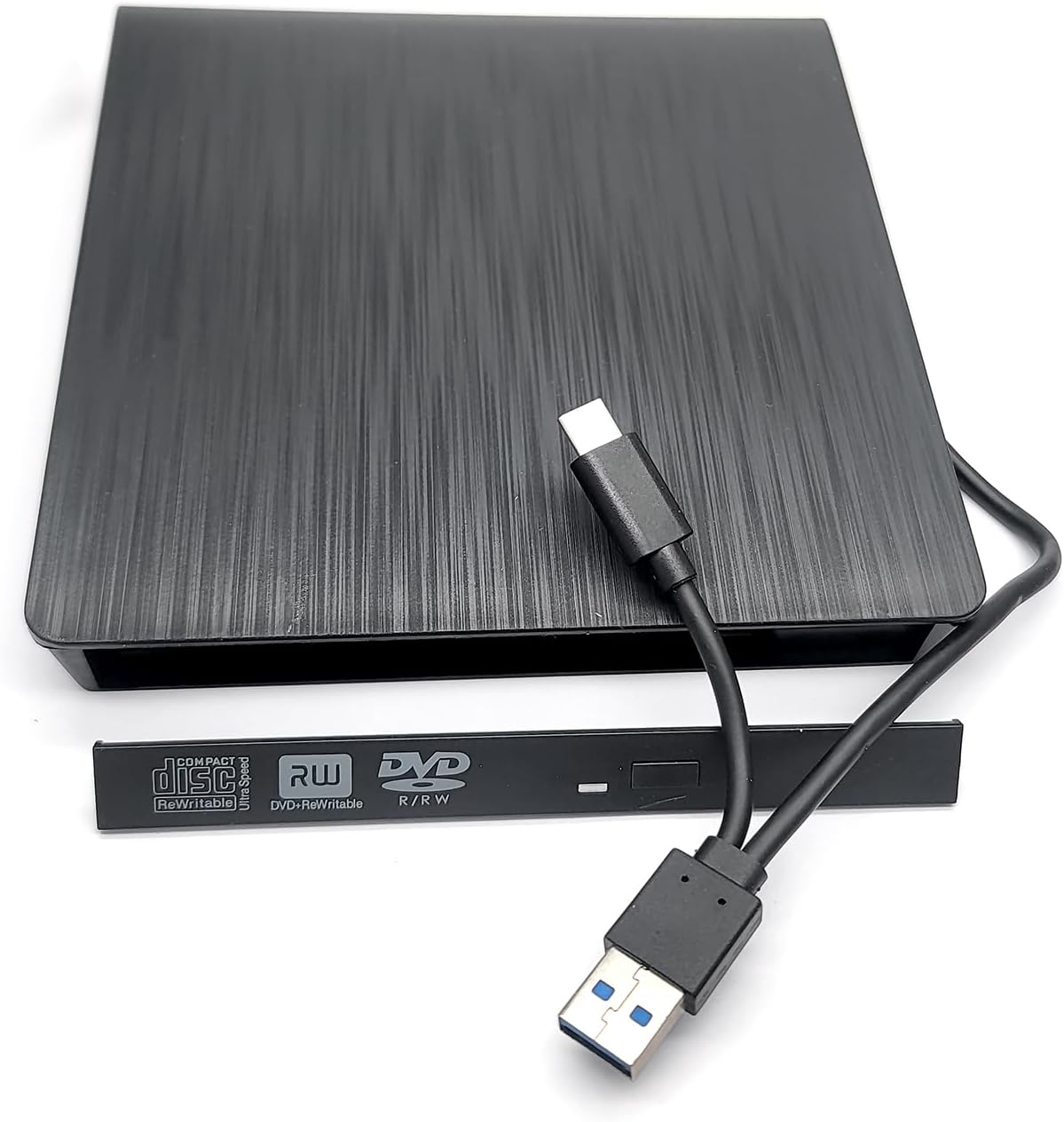 2-in-1 USB 3.0 & Type-C External Optical Drive Housing Case Enclosure Kit, for HP Dell Lenovo Acer Asus Sony Laptops Internal 12.7mm Slim Tray SATA CD/DVD/BD Blu-ray Player & Burner Black