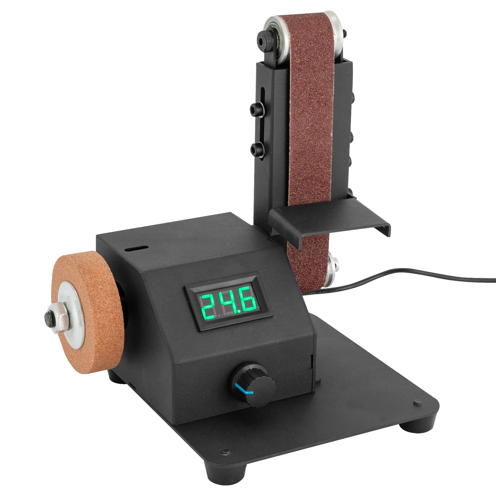 Lijadora de banda eléctrica de 350 W, con 0-8500 rpm variable, incluye 10 bandas de lijado y accesorios para metal, madera, plástico