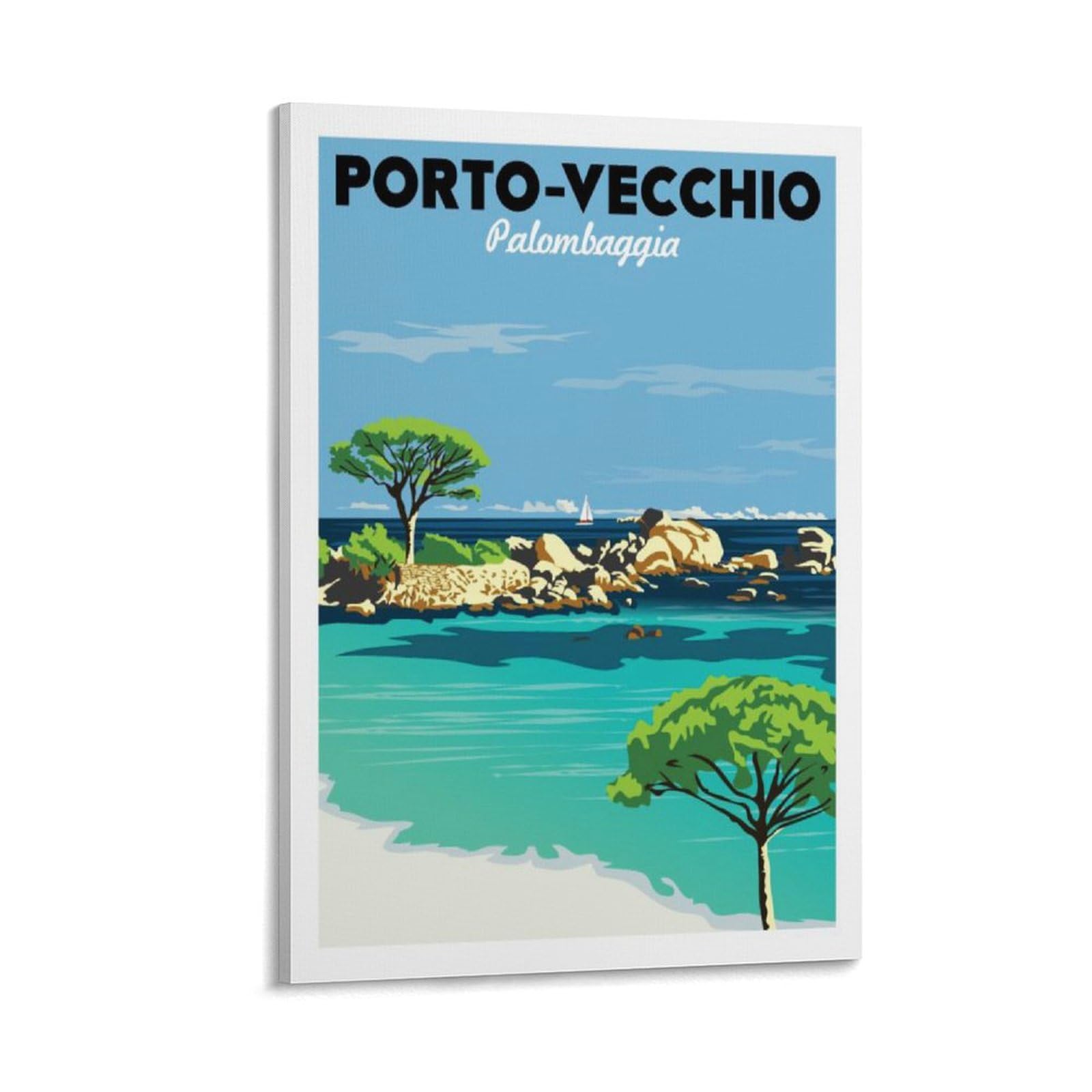 YQCQCS Vintage Corsica France Travel Poster Palombaggia Beach Canvas Art Poster Picture Wall Decor Painting Posters Decorative Posters