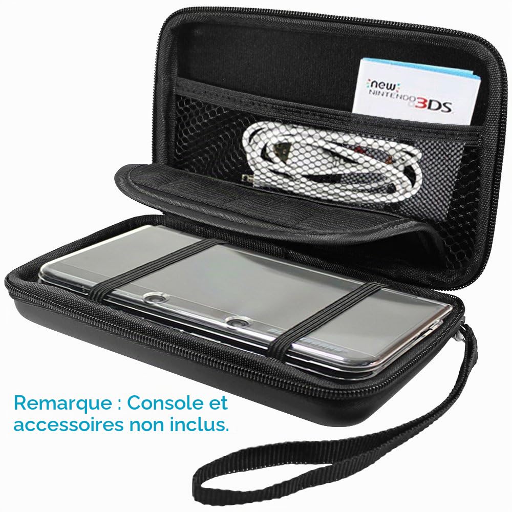 Étui de Protection pour Nintendo New 3DS XL avec Film de Protection d'écran, AFUNTA 2 Protecteurs en Verre Trempé pour Écran Supérieur et Films en Pet pour Écran Inférieur, 1 EVA Housse de Transport