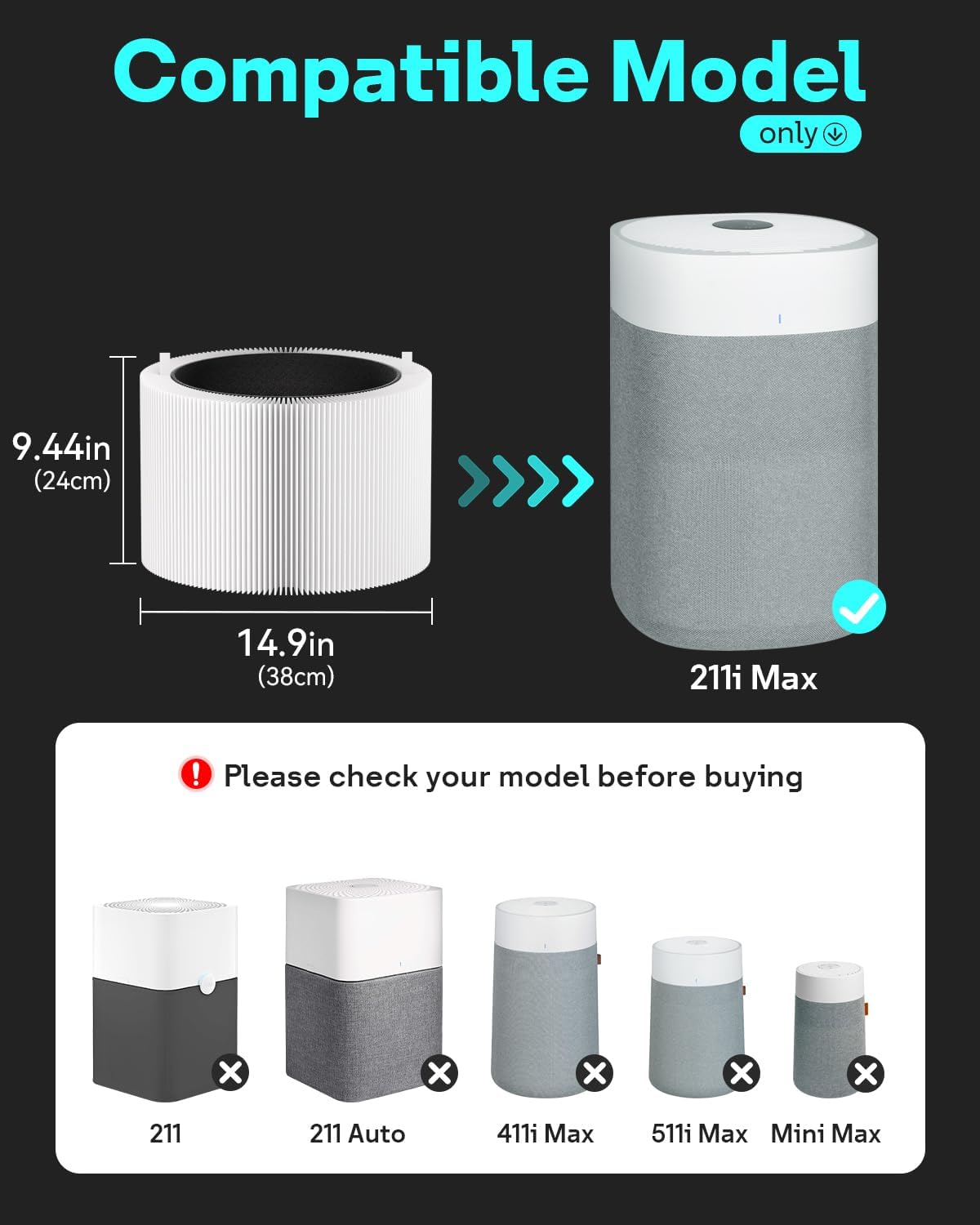 Leemone 2 Pack Blue Pure 211i Max Filter Replacement Compatible with Blueair Blue Pure 211i Max Air Purifier, True HEPA & Activated Carbon Replacement Filter, Compare to Part #F2MAX