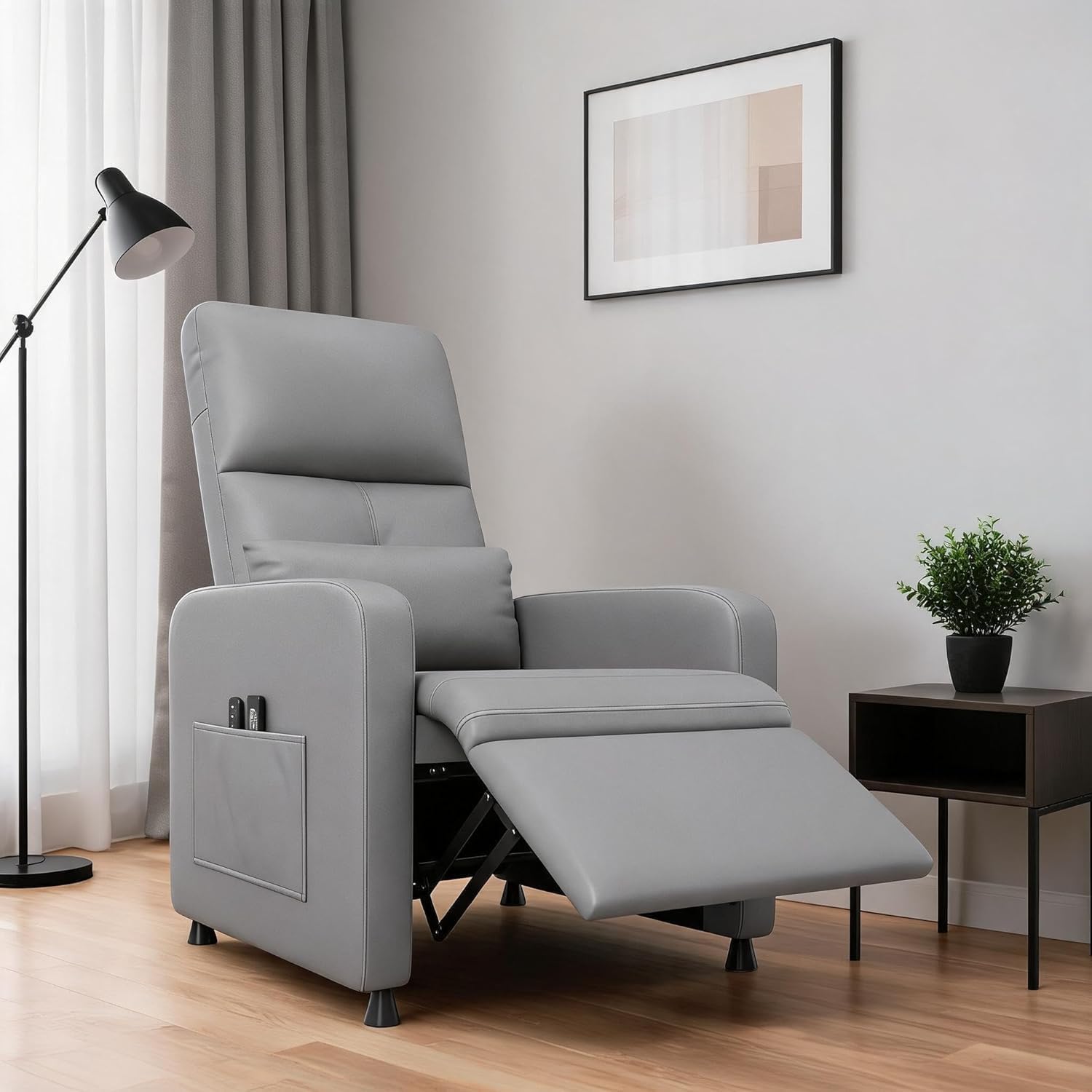 Aptliton Adult Electric Recliner Armchair With Heat & Massage, Pu Grey