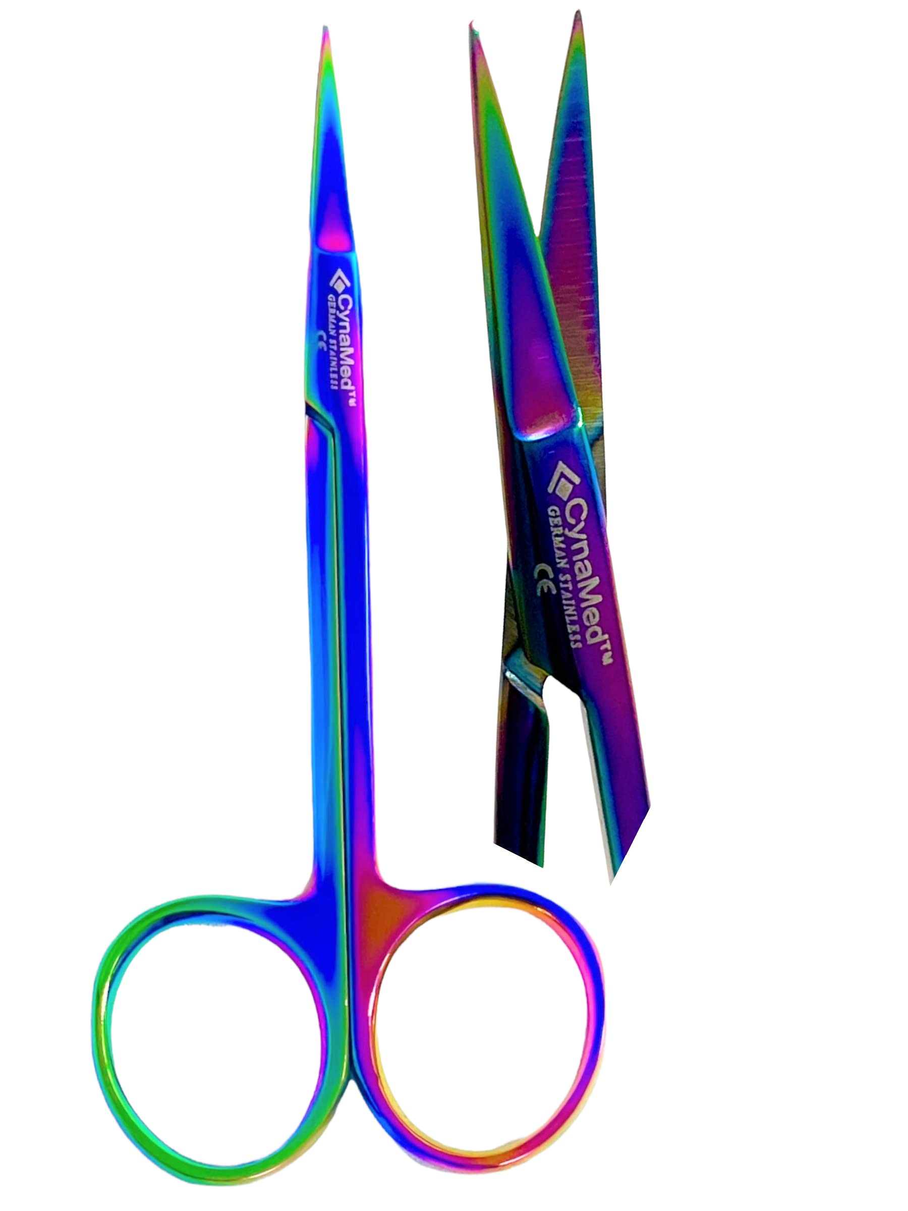 GERMAN IRIS MICRO DISSECTING SCISSORS STRAIGHT 4.5 inch MULTI RAINBOW TITANIUM SHARP VETERINARY DENTAL CYNAMED
