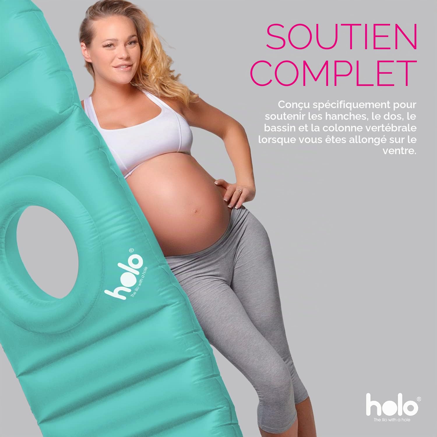 HOLO Matelas Gonflable pour Femme Enceinte, Matelas de Repos doté d’Un Trou pour Le Ventre idéal Pendant la Grossesse (Mint)