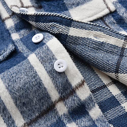 Toddler Boys Girls Plaid Flannel Shirts Long Sleeve Button Down Collared Shirt Jacket Fall Winter Cute Trendy Outwear Coat4