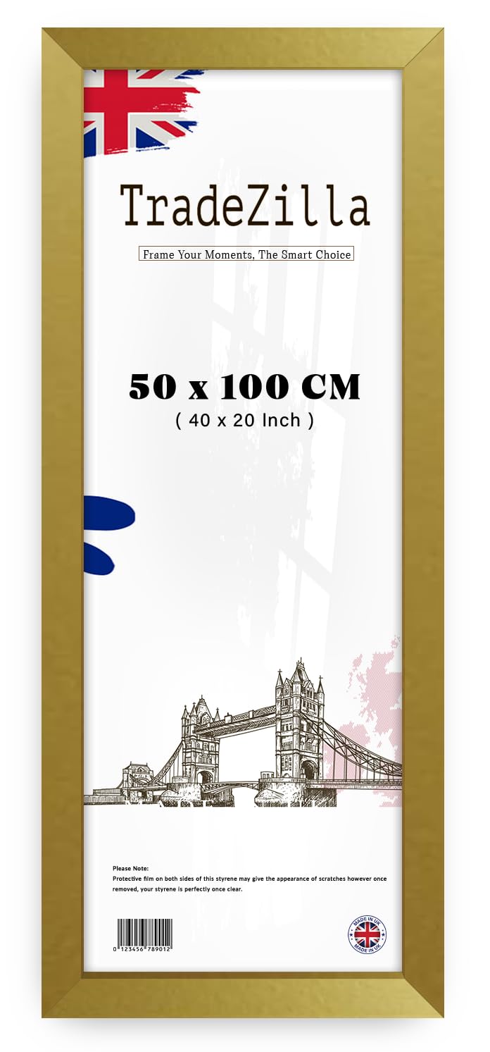 Tradezilla Gold | Wood Finish Poster Frame (50 X 100 Cm) Ideal For Gifts, Portraits & Landscape Display, Premium Mdf Frame With Stylish Wood Texture, Home Décor [ ]