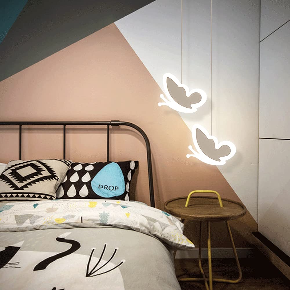 Lampada a Sospensione a LED in Acrilico da 13 W, Lampada a Sospensione a Forma di Farfalla, Accessori per lampade a Sospensione in Metallo, semplici lampade a Sospensione nordiche per camerette e