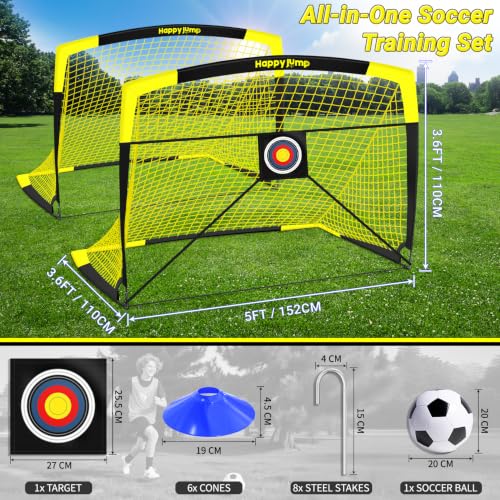 Image of Happy Jump Folding Soccer Goal for Backyard, 2.1 x 1.5 Meters, 1.5 x 1.1 Meters, 1.2 x 0.9 Meters, 0.9 x 0.7 Metres