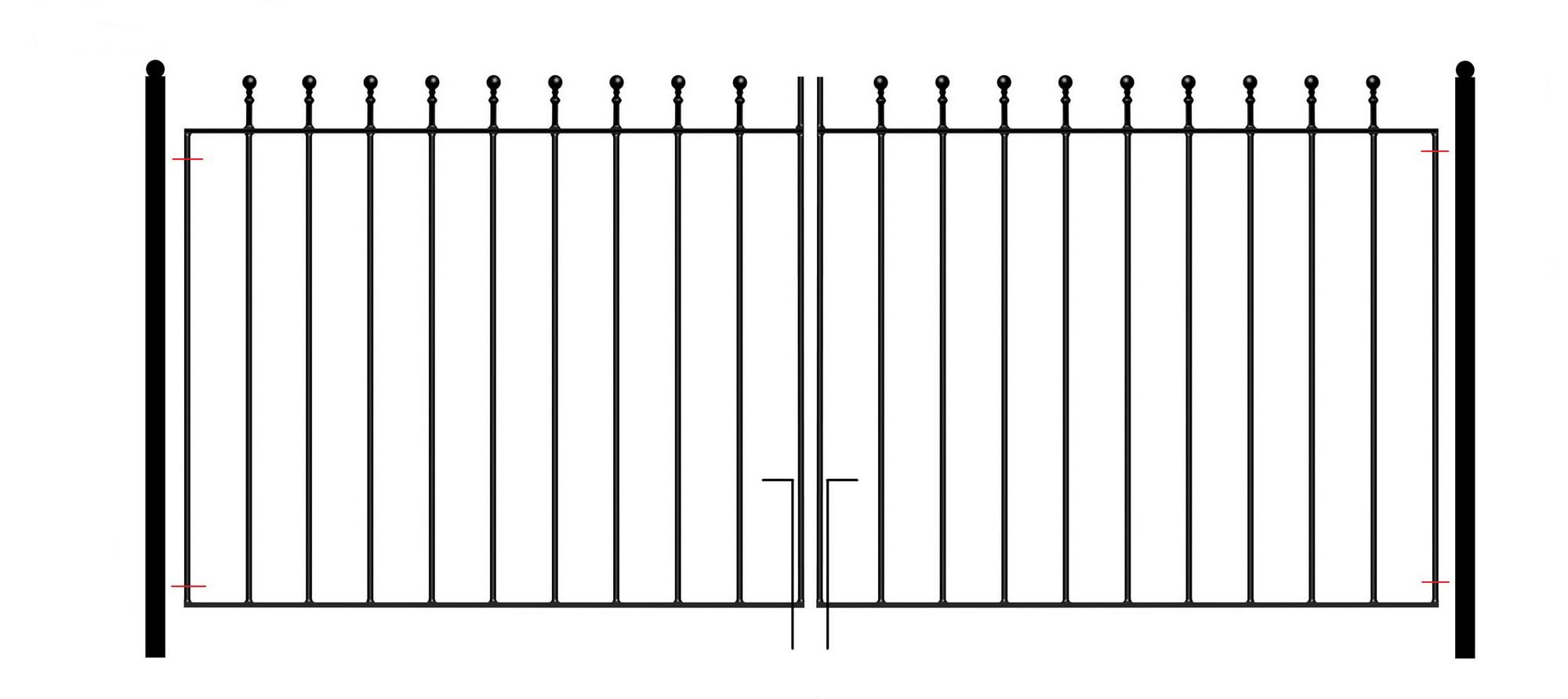 Manor Ball Top Metal Garden Driveway Gates Galvanised Wrought Iron Dual Swing Gate (2134mm (7ft) Gap x 915mm High MAZP40)