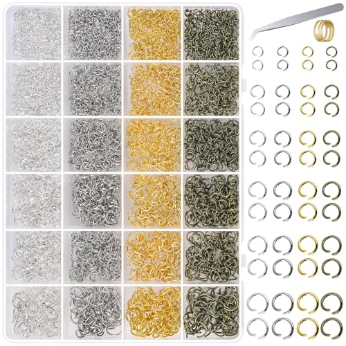 2840 Pieces Jump Rings for Jewelry Making Shynek Open Jump Rings for Jewelry Making Supplies Crafts and Keychains(4mm 5mm 6mm 7mm 8mm 10mm)
