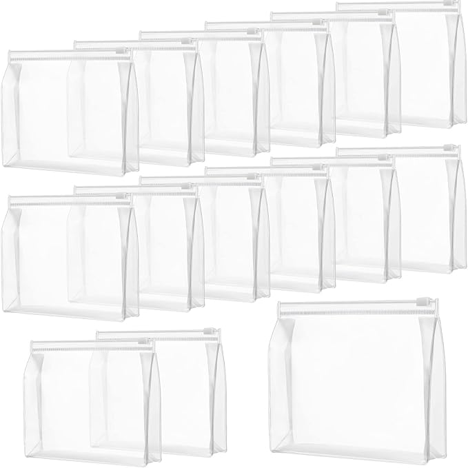 15 Pieces Clear Makeup Bag Travel Toiletry Organizer Pouches Small Zipper Pouch PVC