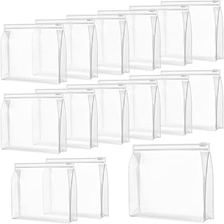Yexiya 15 Pieces Clear Makeup Bag Travel Toiletry Organizer Pouches Small Zipper Pouch PVC Plastic Transparent Clear Cosmetic Bags Waterproof Mini Pouch with Zipper Closure for Bathroom Vacation Organizing