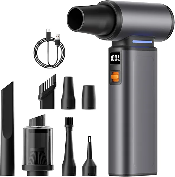 WINGDA Compressed Air Duster Rechargeable Electric Air Duster Portable,100 Gear Stepless Turbo Fan,Car Vacuum Portable Cordless,4in1 Air Blower for Electronics,Keyboard Cleaning,Indoor and Outdoor