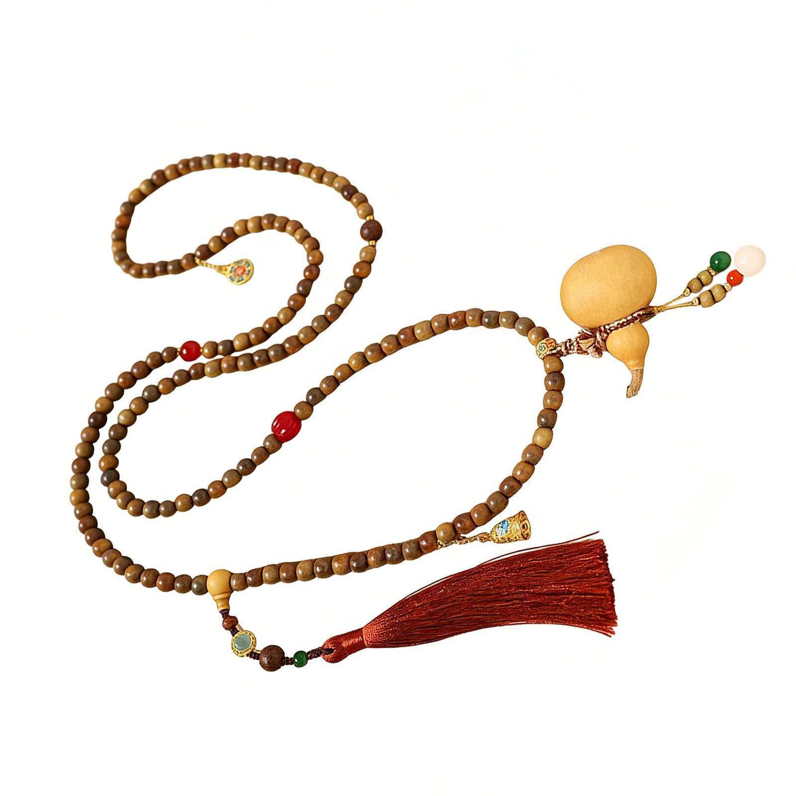 De cuentas ligero y versátil adornado con madera de sándalo verde y de calabaza para uso informal durante todo día Collar de cuentas ligero y versátil adornado con madera de sándalo