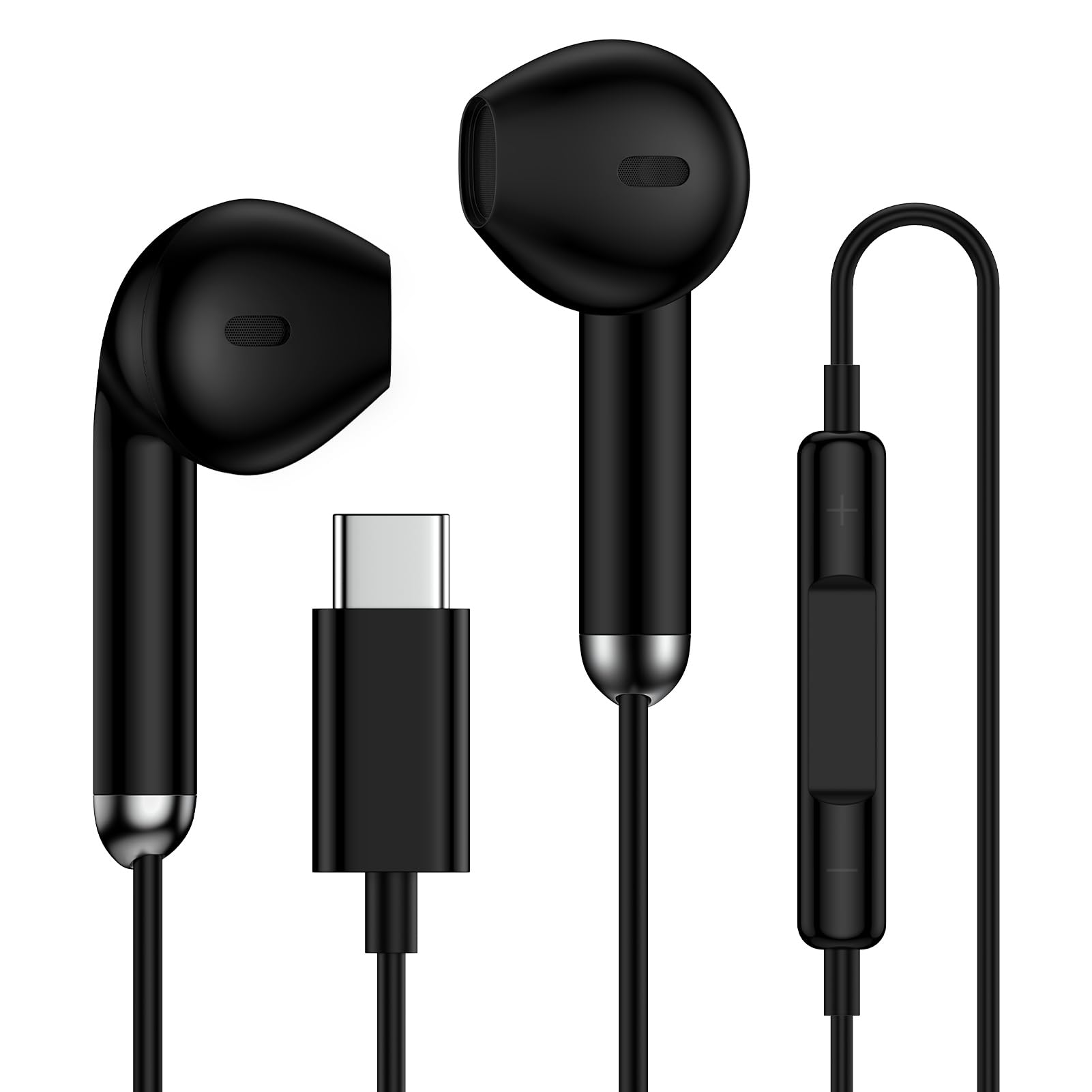 USB C Earphones Wired Earbuds for Samsung Galaxy A17 S25 Ultra S25 S24 FE S23 A16 A56 A15 5G A55 Z Fold7 Flip7 iPhone 17 16e 16 Pro Max 15 iPad Pixel 10 9a 9 Type C Headphones with Mic Volume Control