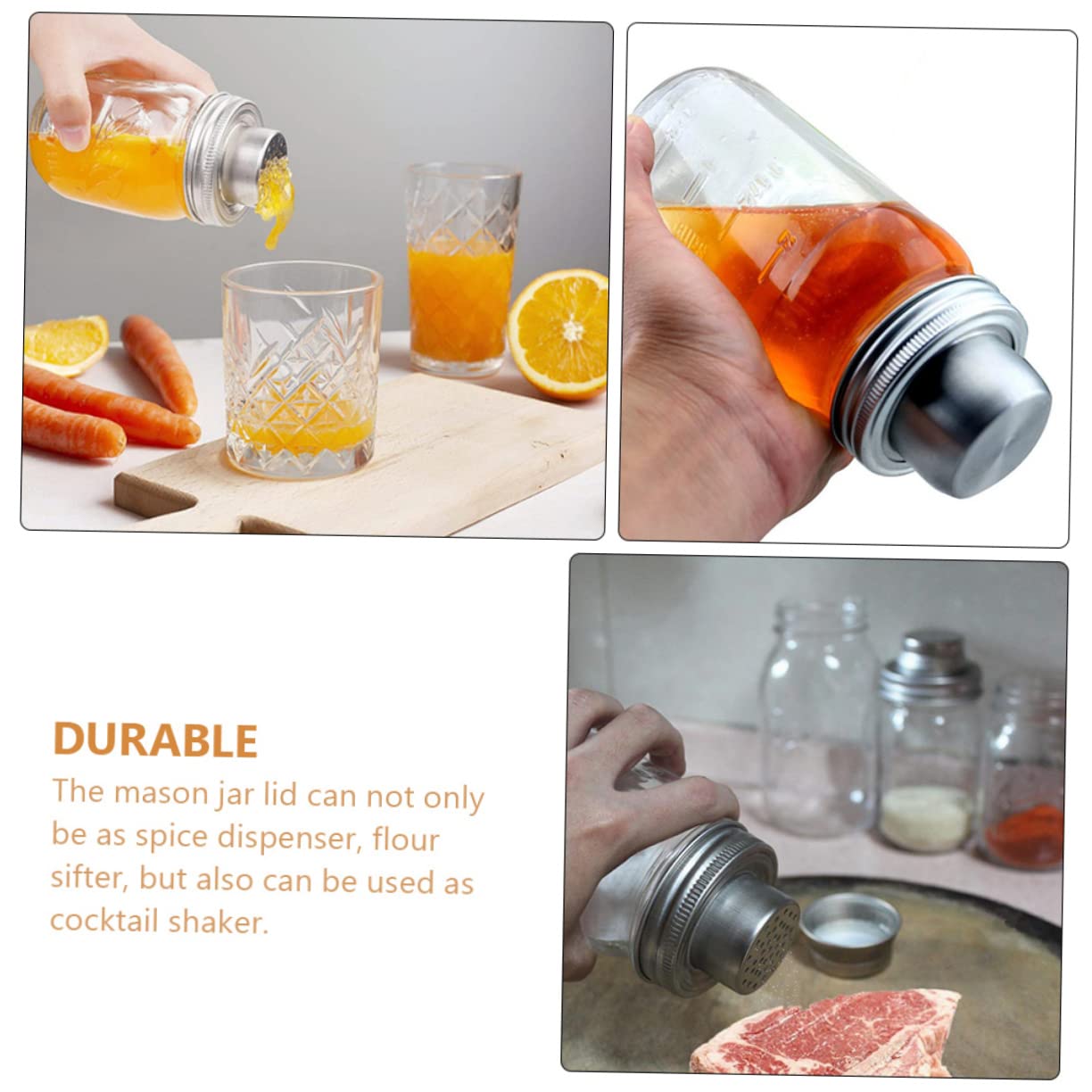 LABRIMP 10piezas Tapa Inoxidable Para Frascos Colador y Dispensador De Especias Para Cócteles y Cocina