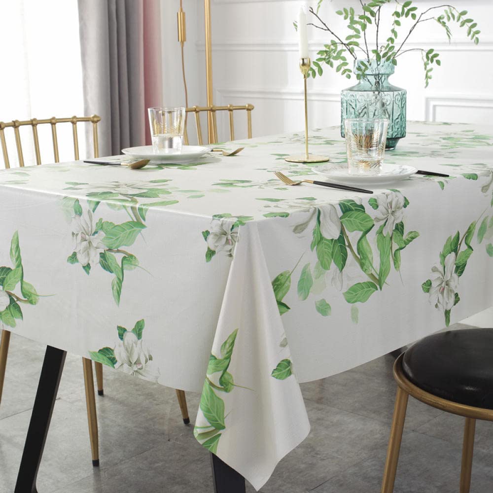 Tovaglia impermeabile antimacchia anti scottature lavabile per tavolo da cucina, bianco e verde (100 x 100 cm)