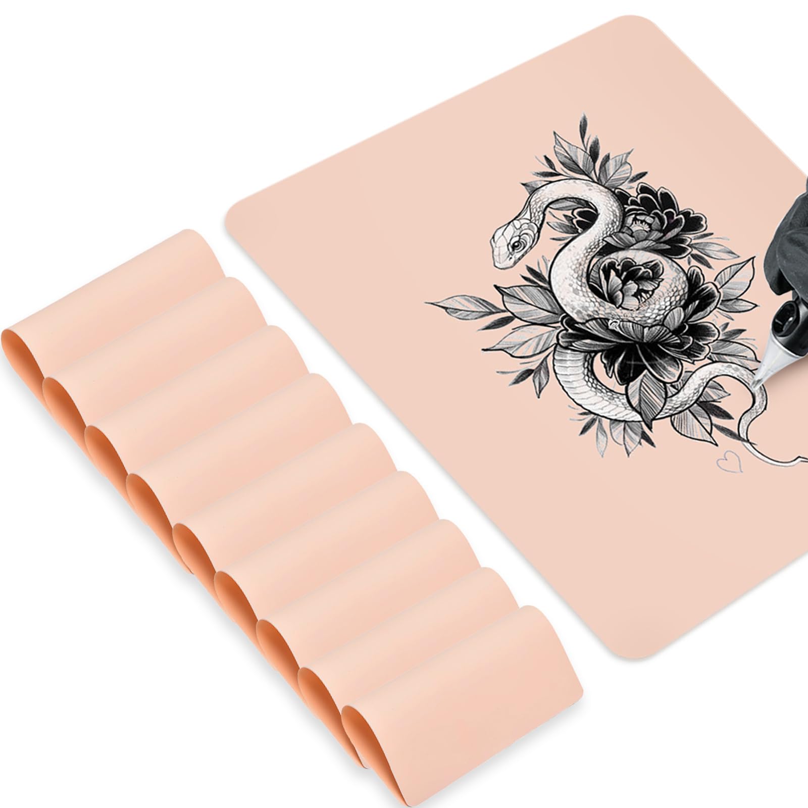 10 Piezas Piel Sintetica Tatuaje, Piel de Tatuaje de Doble Cara Para tatuaje, La Piel Sintética Profesional es Adecuada para Práctica Artistas del Tatuaje