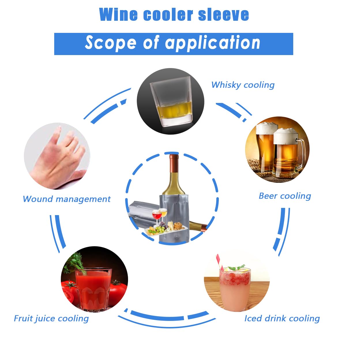 HI FINE CARE Active Wine Cooler, Freezer Sleeve, Quick Cooling, Keeps Drink Cold, 2 Packs
