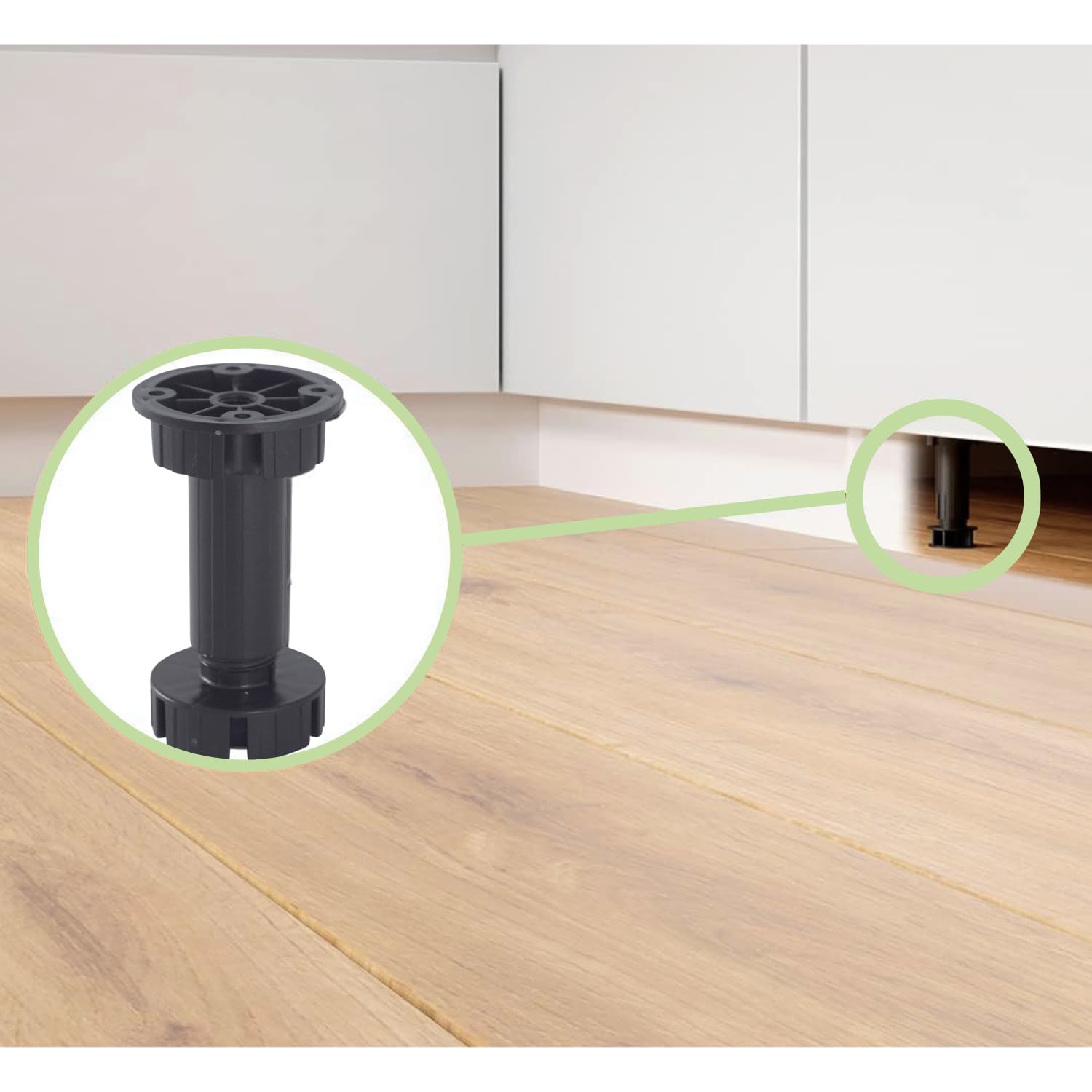 Evotrade Set di 4 Piedini Regolabili per Zoccoli da Cucina con 2 Pinze e 4 Viti di Fissaggio, Supporti Stabili e Facili da Installare per Mobili e Cucine | Made in Italy (Altezza 120 mm.)