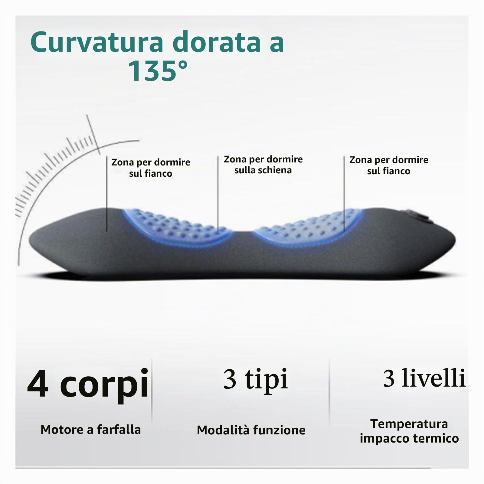 Massaggiatore for la Schien Triple Fusion for Sedia e Letto, Massaggiatore 3 In 1 Riscaldato e Vibrante for la Sciatica, Dispositivo di Trazione for Alleviare Il Dolore Lombare(Gray)