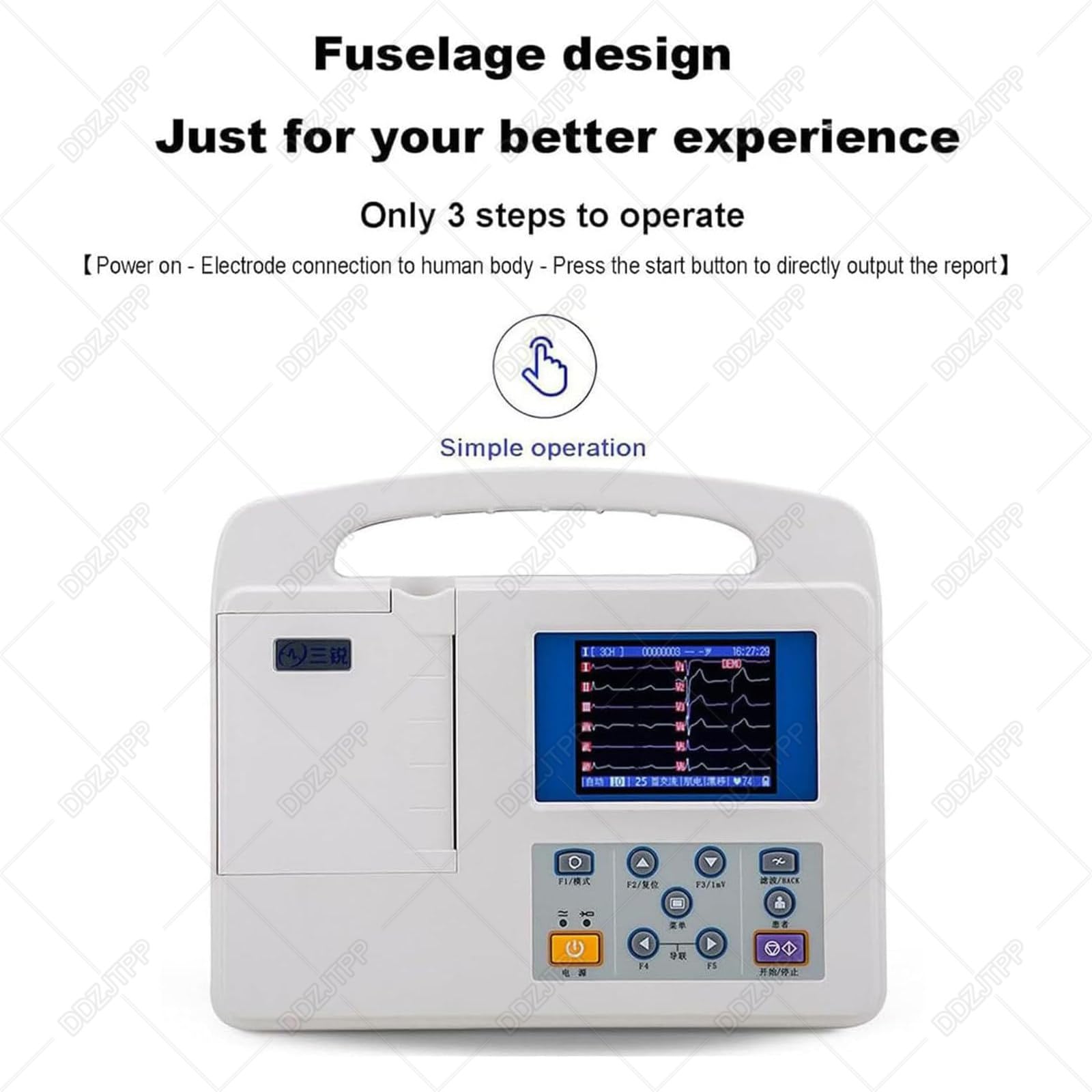 Monitor ECG Portatile, 3 Canali 12 Cavi Cardiofrequenzimetro, Schermo LCD a Colori da 3,5 Pollici, Elettrocardiografo, per La Casa, Ospedale