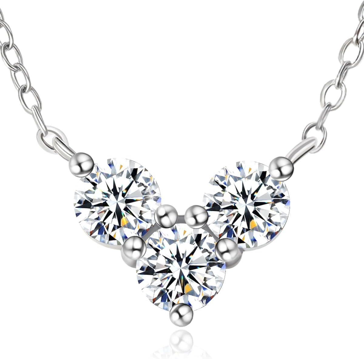 Moissanite Necklace Jewelry Gifts for Women: 18K White Gold Plated 925 Sterling Silver D Color VVS1 Lab Created Diamond Pendant, Anniversary Valentine Birthday Gifts for Wife Mom Girlfriend Her