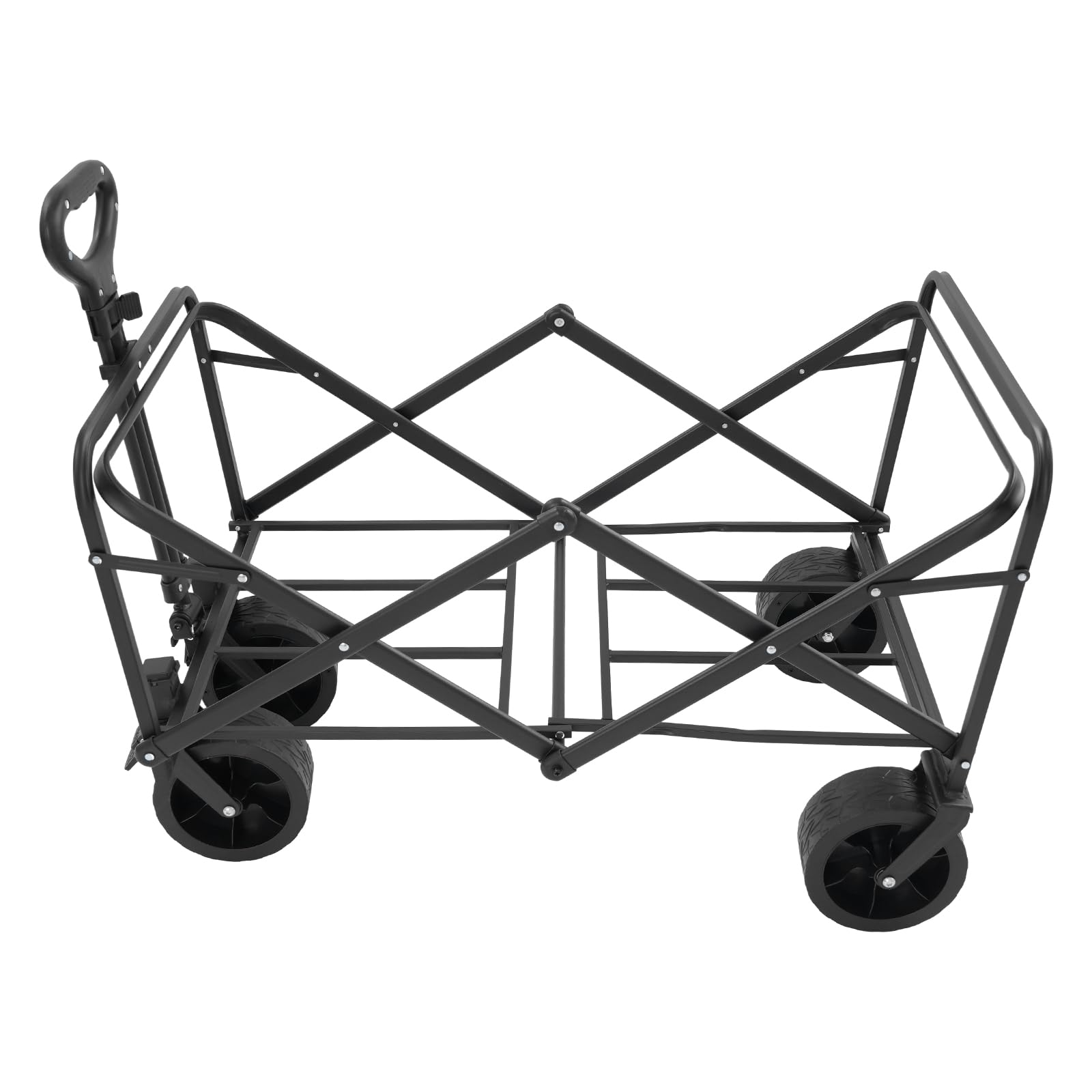 Bollerwagen faltbar, Handwagen mit Verstellbare Griff, Strandwagen aus Kohlenstoffstahl bis 115kg, Faltbollerwagen für Strand, Garten, Park, Camping und Einkaufen