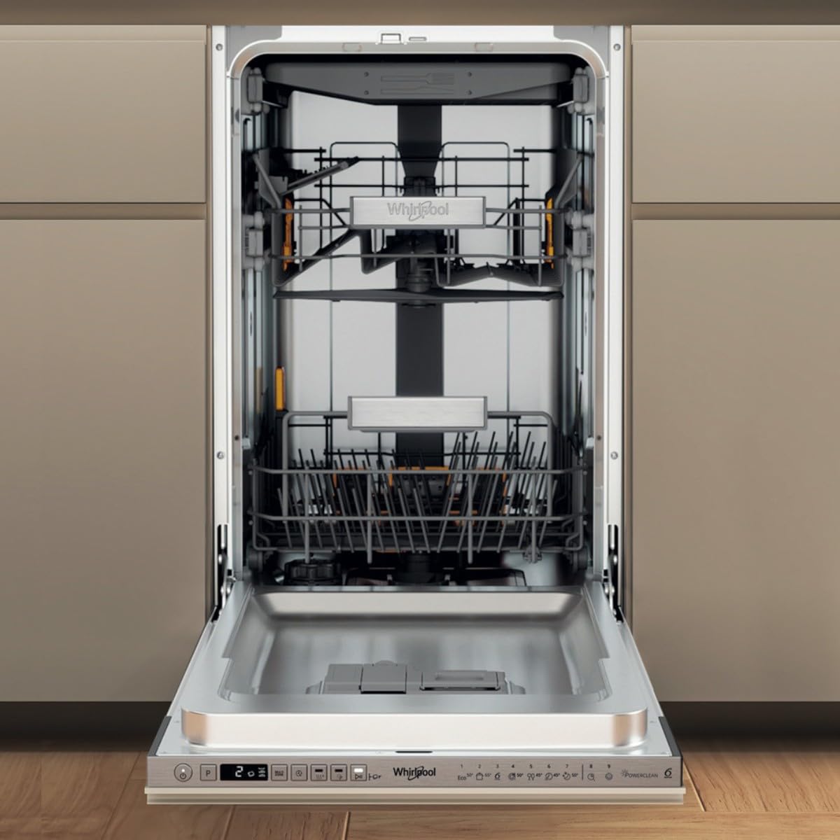 Whirlpool Lave-vaisselle 45 cm, classe B, 10 couverts, troisième panier fixe