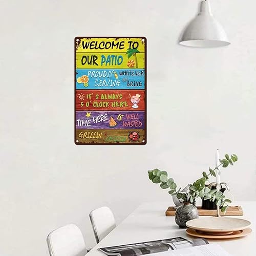 Miniatura 8 de Letrero vintage con texto en inglés "Welcome to Our Patio"  Letreros de bienvenida al aire libre para porche, hogar, jardín, terraza, playa,