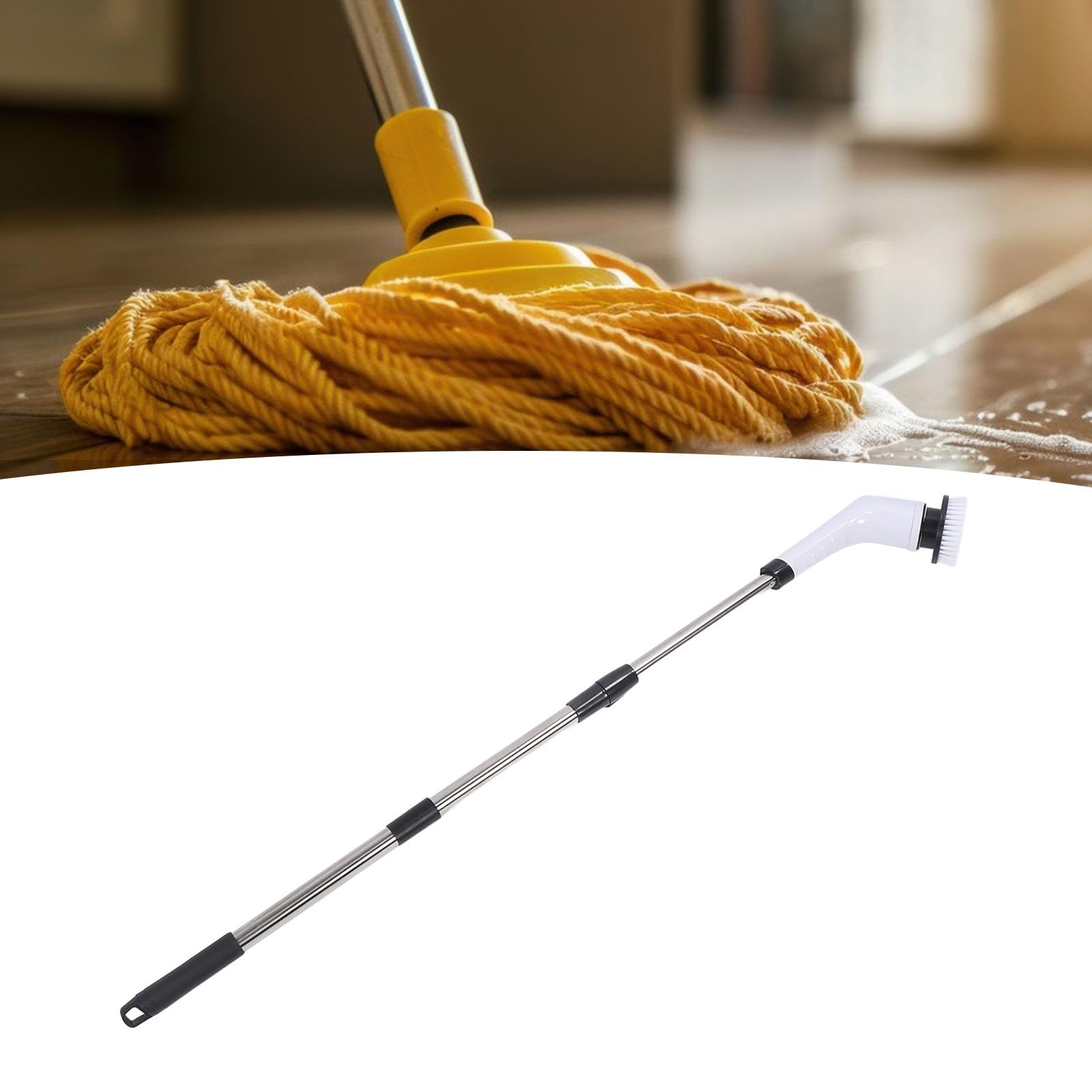 Kit di spazzole elettriche rotanti, Spazzola Multifunzionale Senza Fili con Impugnatura Lunga e Corta a Doppia estremità, Testina Rotante per la Pulizia di Bagno, e casa