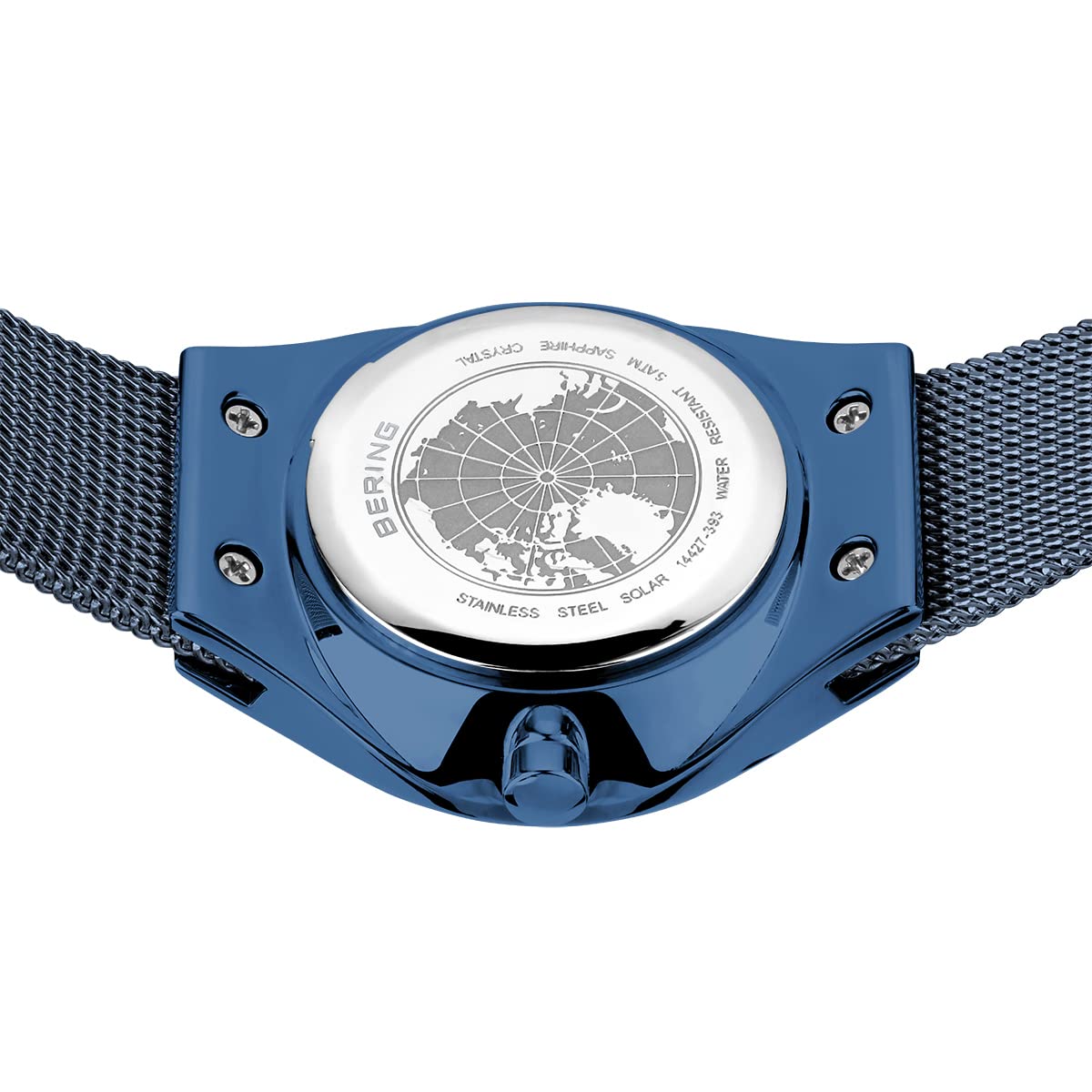 Bering Damen Solar Uhr | Armbanduhr 27 mm Edelstahlgehäuse und Perlmutt Zifferblatt | Milanaisearmband | Saphierglas | 5 ATM | 14427