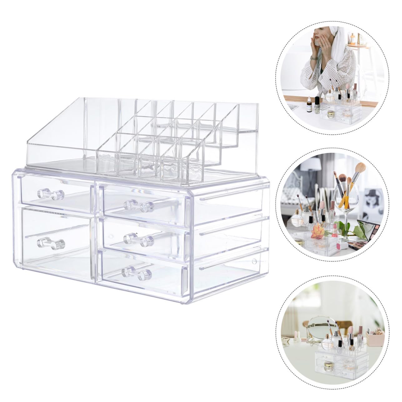 Organisateur de Maquillage à Tiroirs en Acrylique pour Bureau