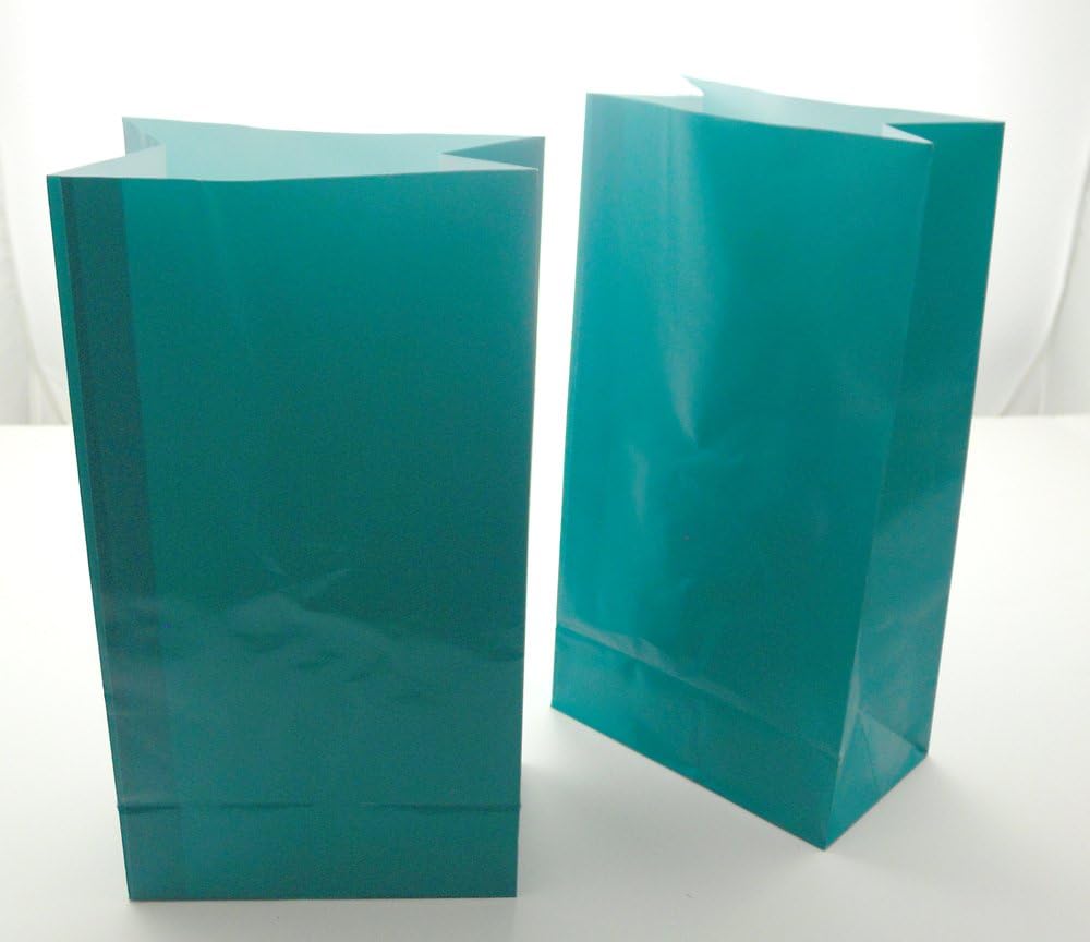 50 Solid Paper Bags - Teal Green
