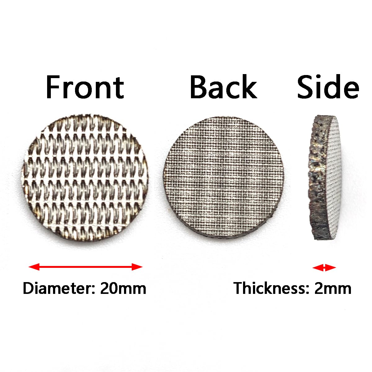 304 SUS Spiekana siatka druciana Tarcza filtracyjna Okrągła płyta sitkowa 5 mm(20mm x2mmx 10pcs)