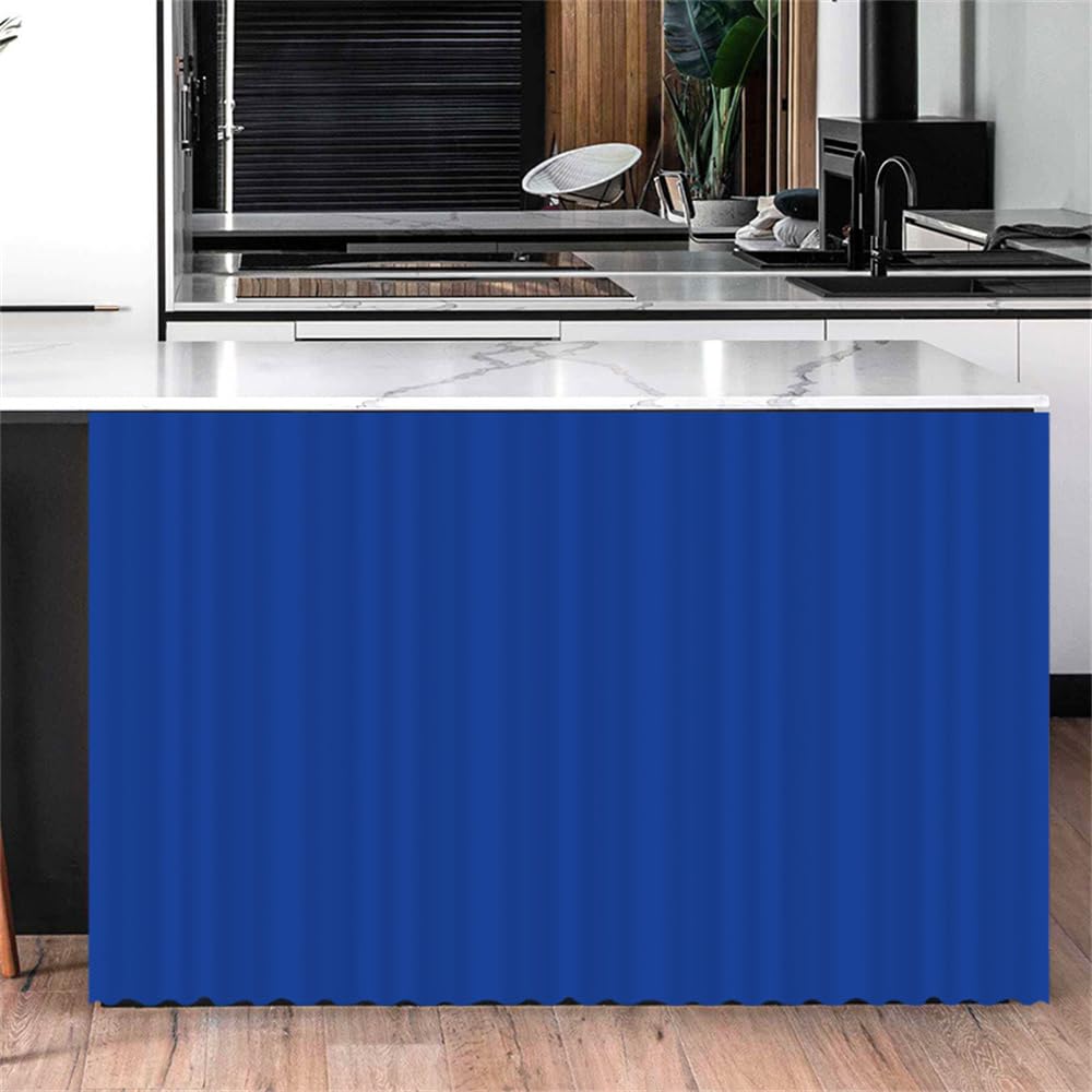 Highdi Dustproof Curtain, Cupboard Short Kitchen Hideaway Small Curtains - No Drilling Is Required with Self Adhesive for Under Sink, Bookcase, Bathroom (Royal blue,W130* H80cm)