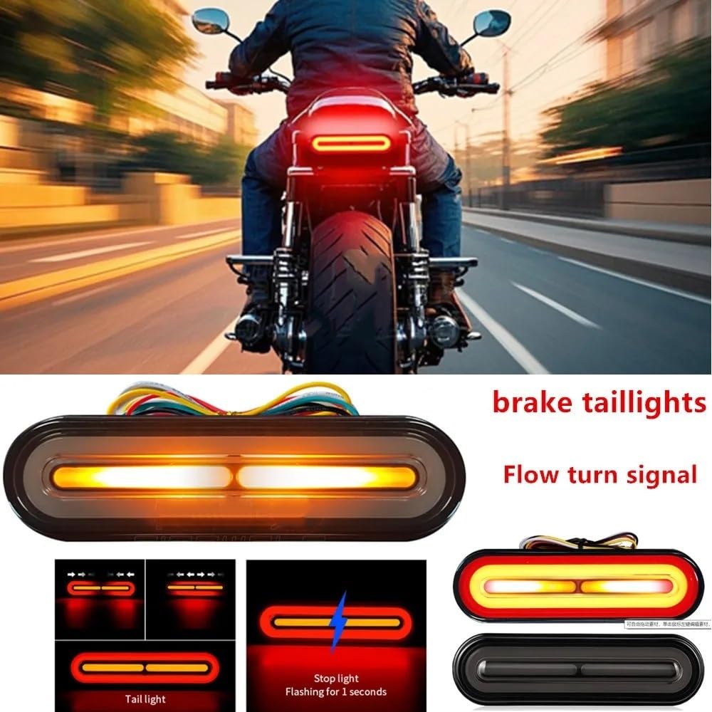 Fanale Posteriore per Moto, Luce di Stop a LED 3 in 1 per Moto, luci di Stop, indicatori di direzione dinamici, Luce di Segnalazione DRL 10-80V, luci Posteriori, Luce di Stop